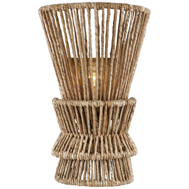 Chapman & Myers Antigua Medium Sconce in Antique-Burnished Brass and Natural Abaca