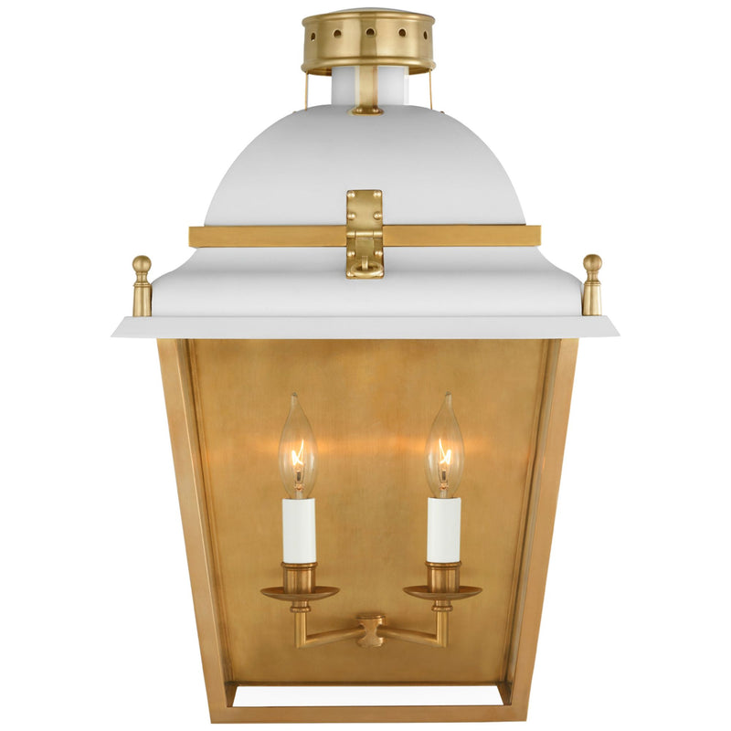 Chapman & Myers Coventry Large Wall Lantern in White and Antique-Burnished Brass