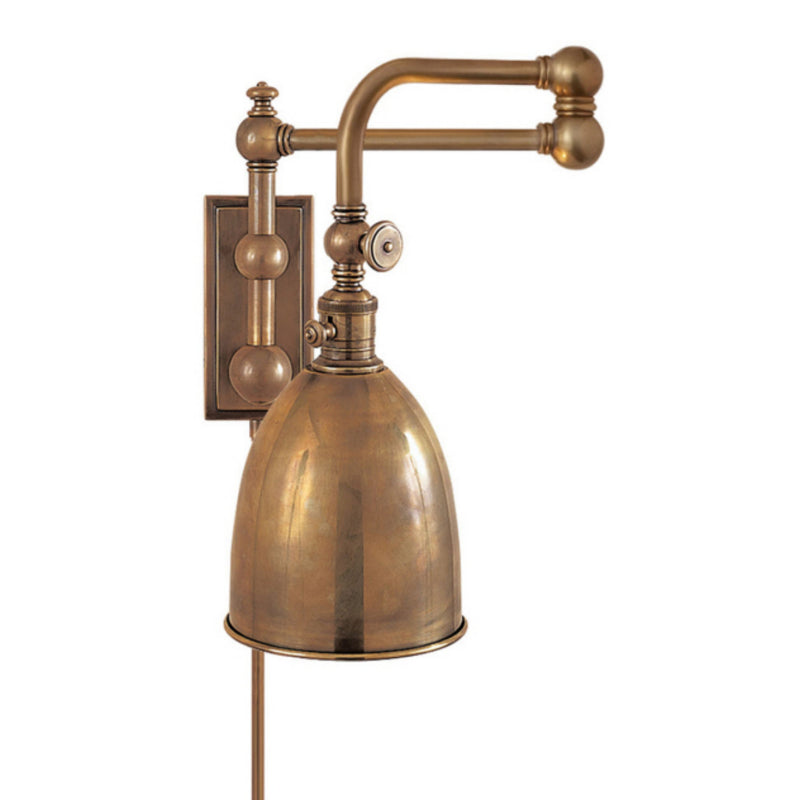 Chapman & Myers Pimlico Double Swing Arm in Antique-Burnished Brass with Antique-Burnished Brass Shade