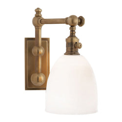 Chapman & Myers Pimlico Single Light in Antique-Burnished Brass with White Glass