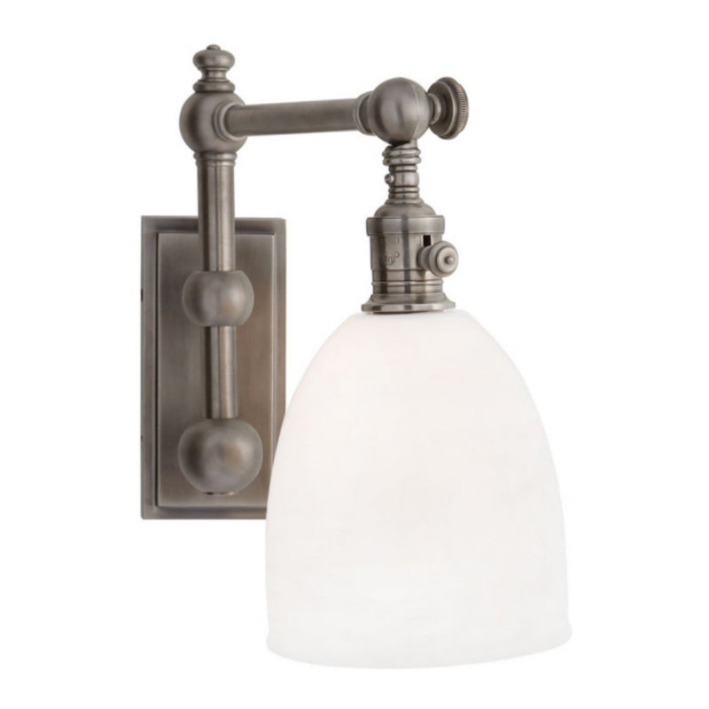Chapman & Myers Pimlico Single Light in Antique Nickel with White Glass