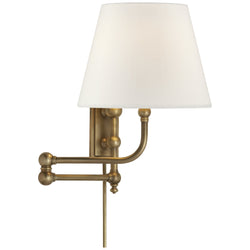 Chapman & Myers Pimlico Swing Arm in Antique-Burnished Brass with Linen Shade