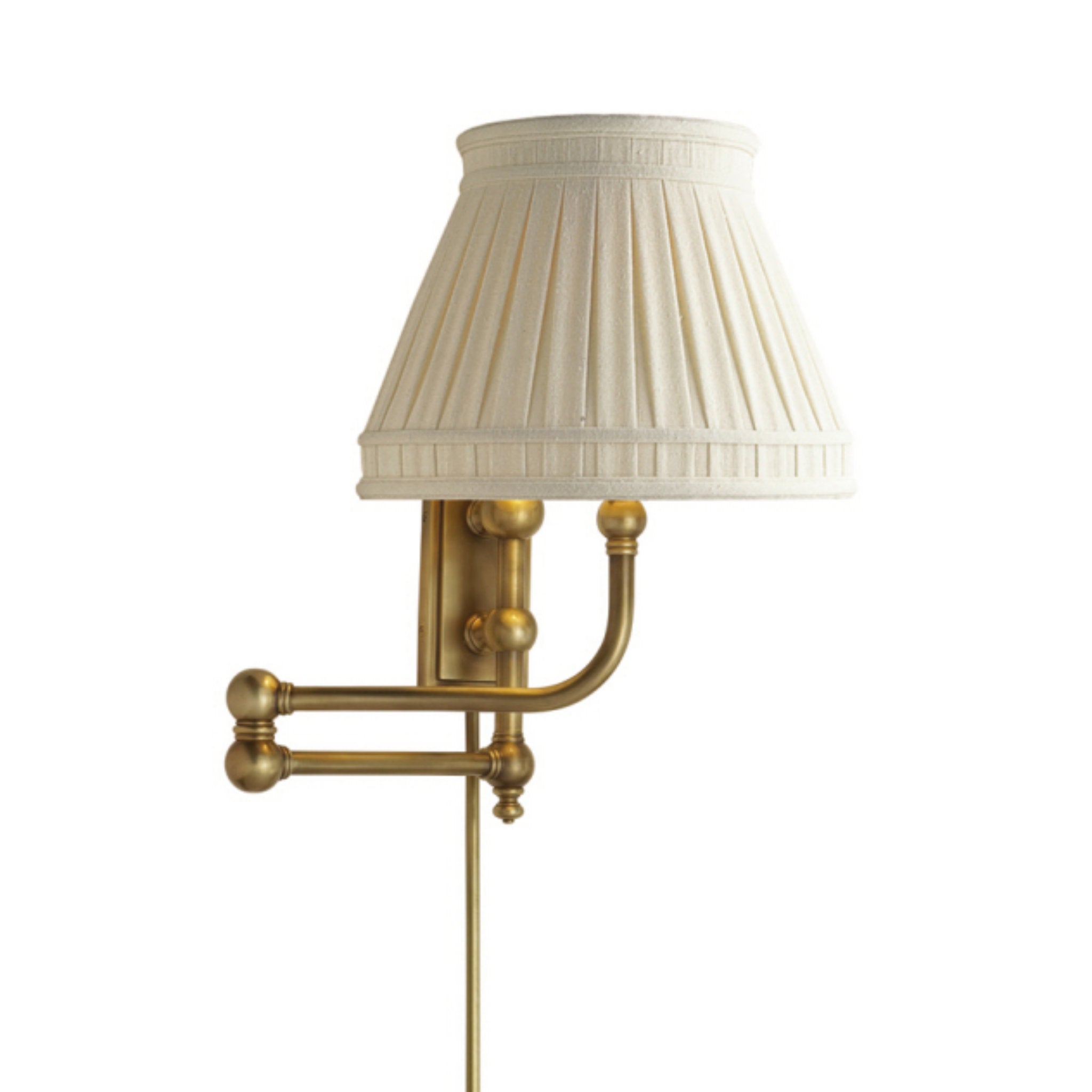 Chapman & Myers Pimlico Swing Arm in Antique-Burnished Brass with Linen Collar Shade