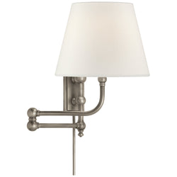 Chapman & Myers Pimlico Swing Arm in Antique Nickel with Linen Shade