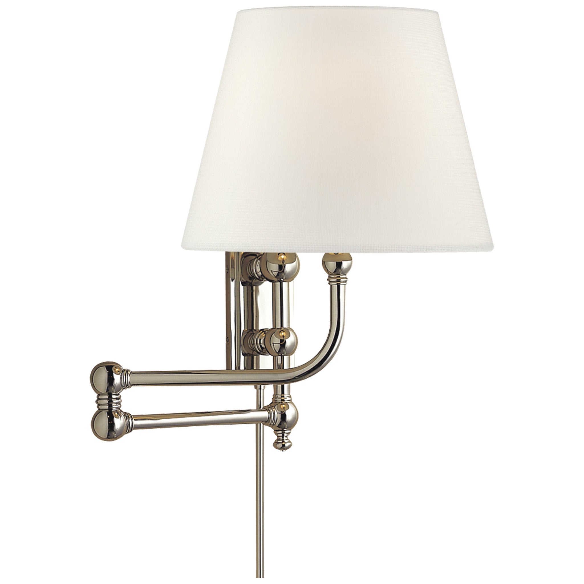 Chapman & Myers Pimlico Swing Arm in Polished Nickel with Linen Shade