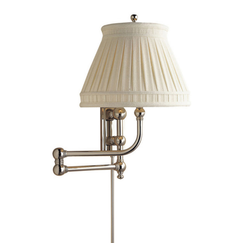 Chapman & Myers Pimlico Swing Arm in Polished Nickel with Linen Collar Shade