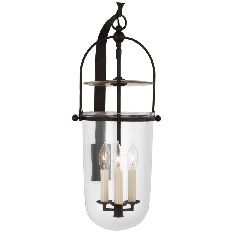 Chapman & Myers Lorford Medium Sconce in Aged Iron with Clear Glass