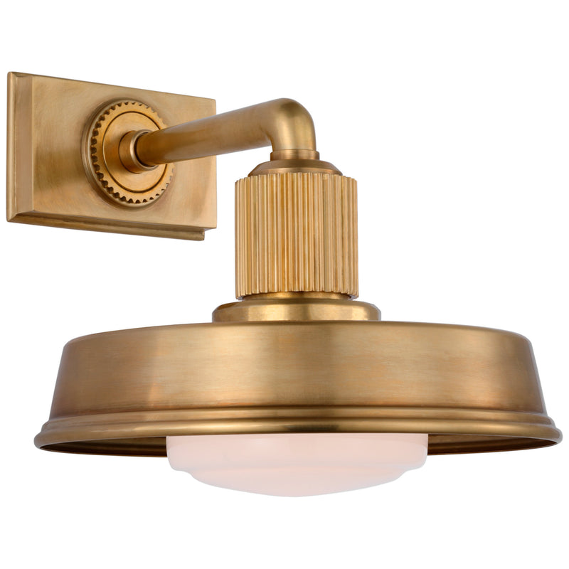 Chapman & Myers Ruhlmann Small Sconce in Antique-Burnished Brass with White Glass
