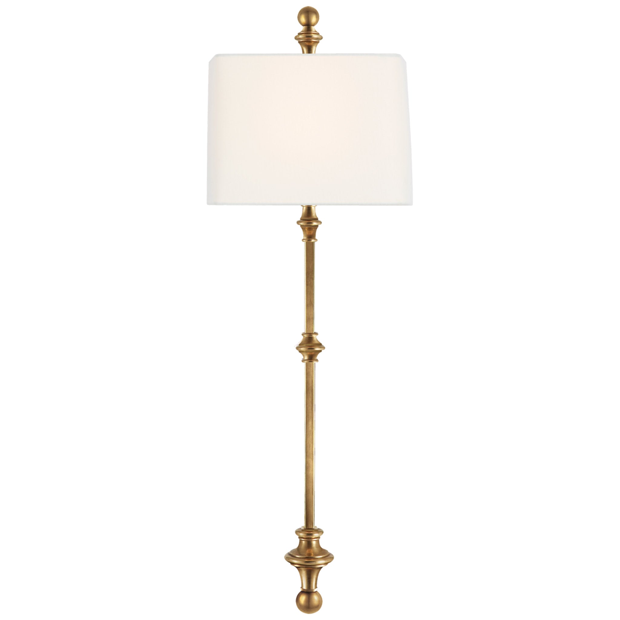 Chapman & Myers Cawdor Stanchion Wall Light in Antique-Burnished Brass with Linen Shade