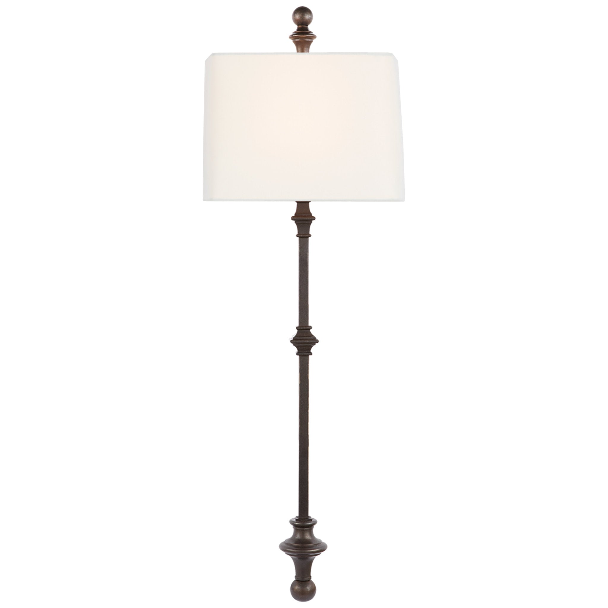 Chapman & Myers Cawdor Stanchion Wall Light in Aged Iron with Linen Shade