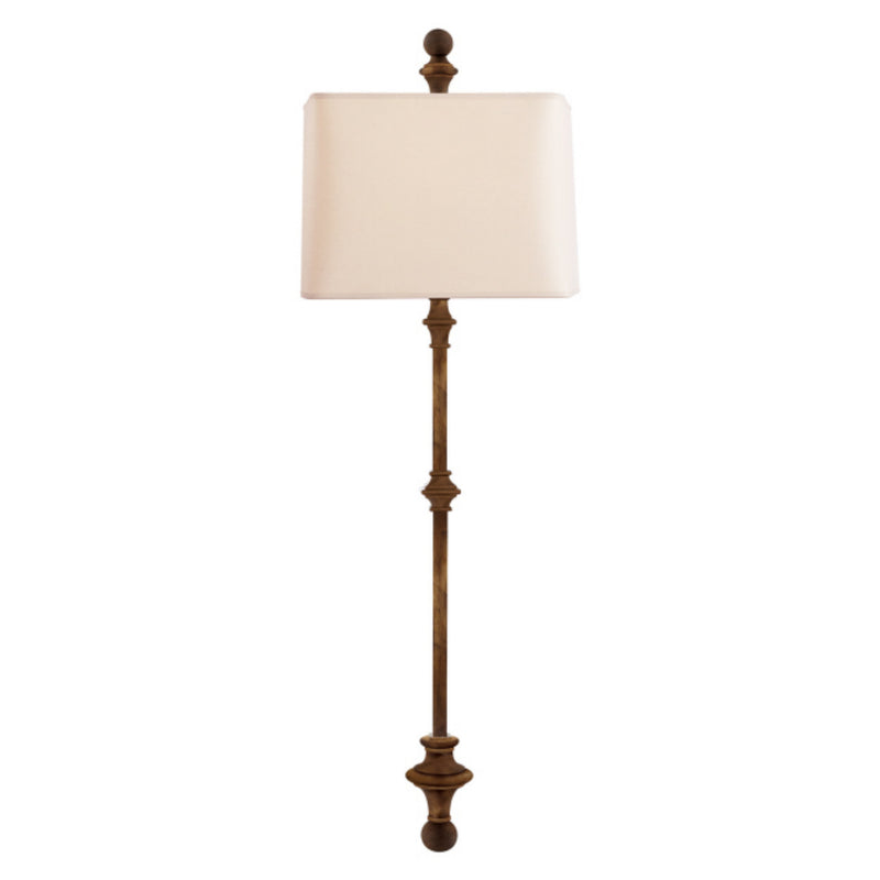Chapman & Myers Cawdor Stanchion Wall Light in Gilded Iron with Natural Paper Shade