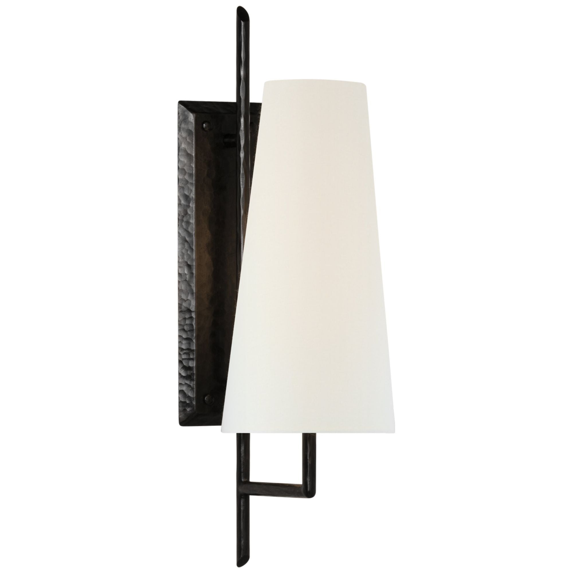 Chapman & Myers Ashton Large Single Sculpted Sconce in Aged Iron with Linen Shade