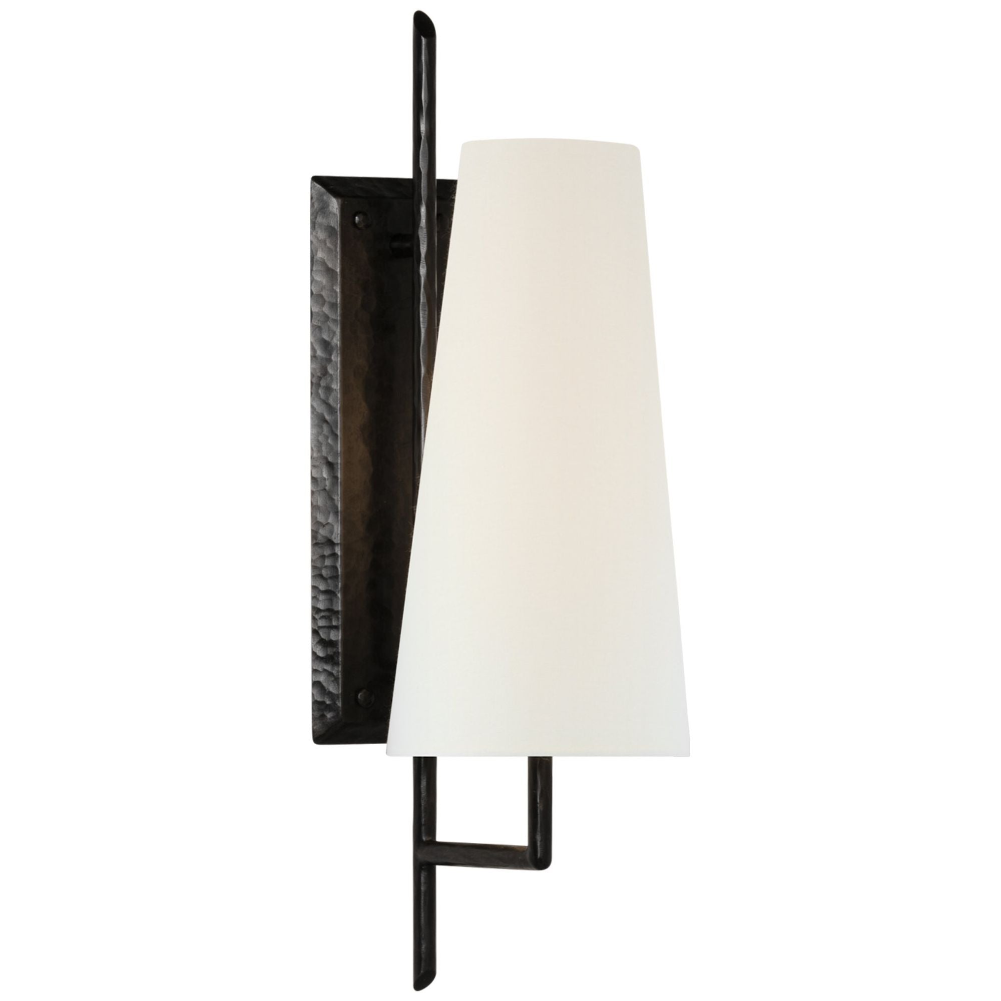 Chapman & Myers Ashton Large Single Sculpted Sconce in Aged Iron with Linen Shade Wall Light W6" x H20"