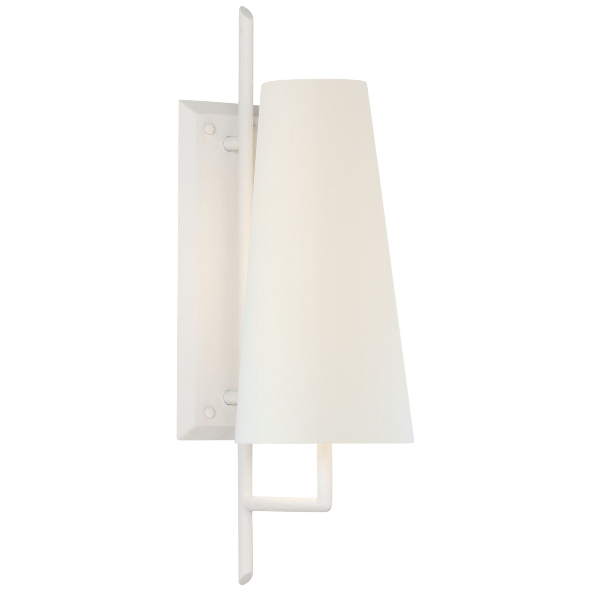 Chapman & Myers Ashton Large Single Sculpted Sconce in Plaster White with Linen Shade Wall Light W6" x H20"