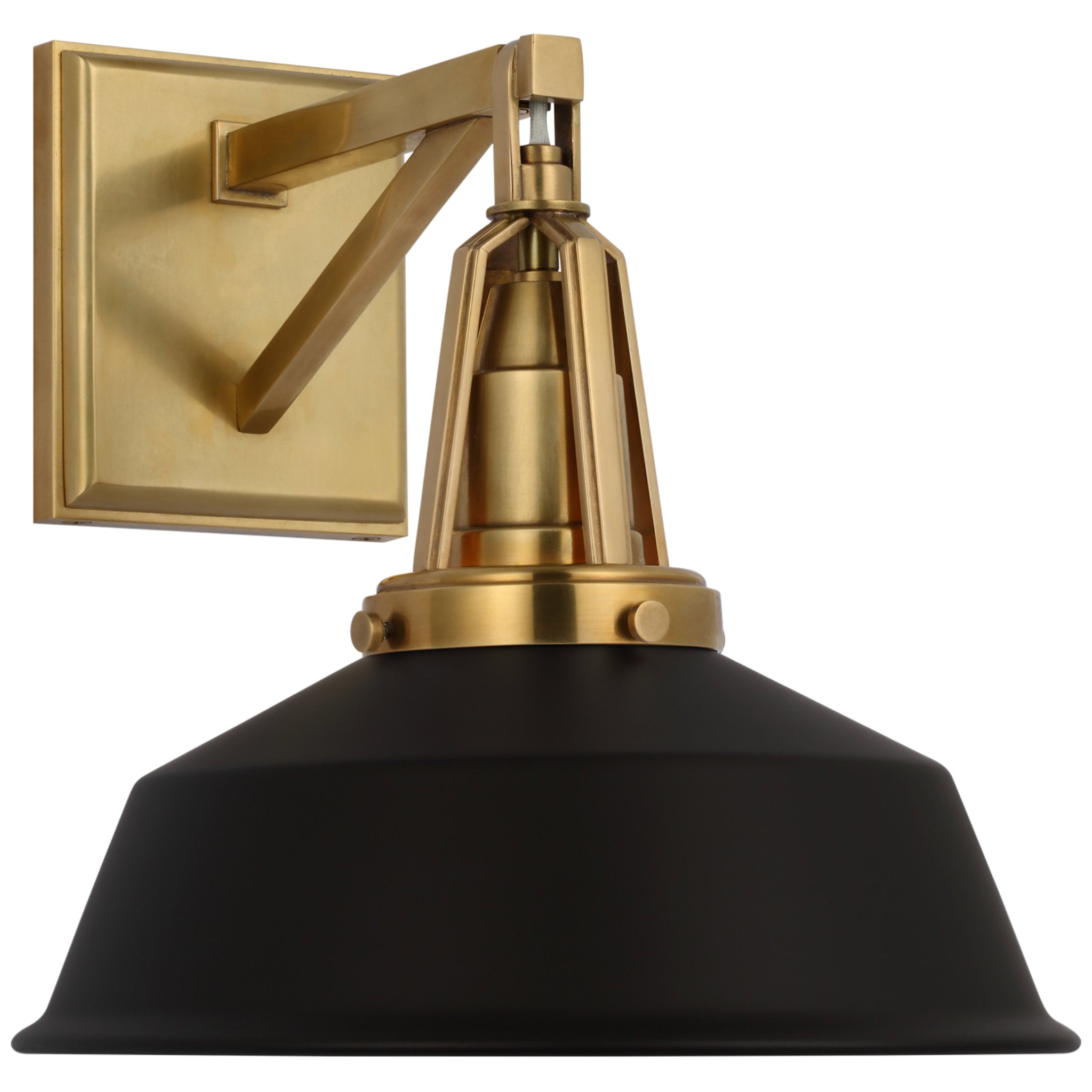 Chapman & Myers Layton 10" Sconce in Antique-Burnished Brass with Matte Black Shade Wall Light W10" x H10.25"