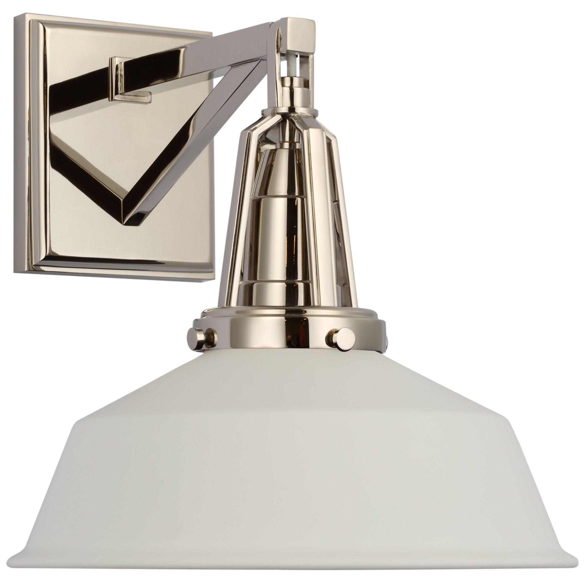 Chapman & Myers Layton 10" Sconce in Polished Nickel with Matte White Shade Wall Light W10" x H10.25"
