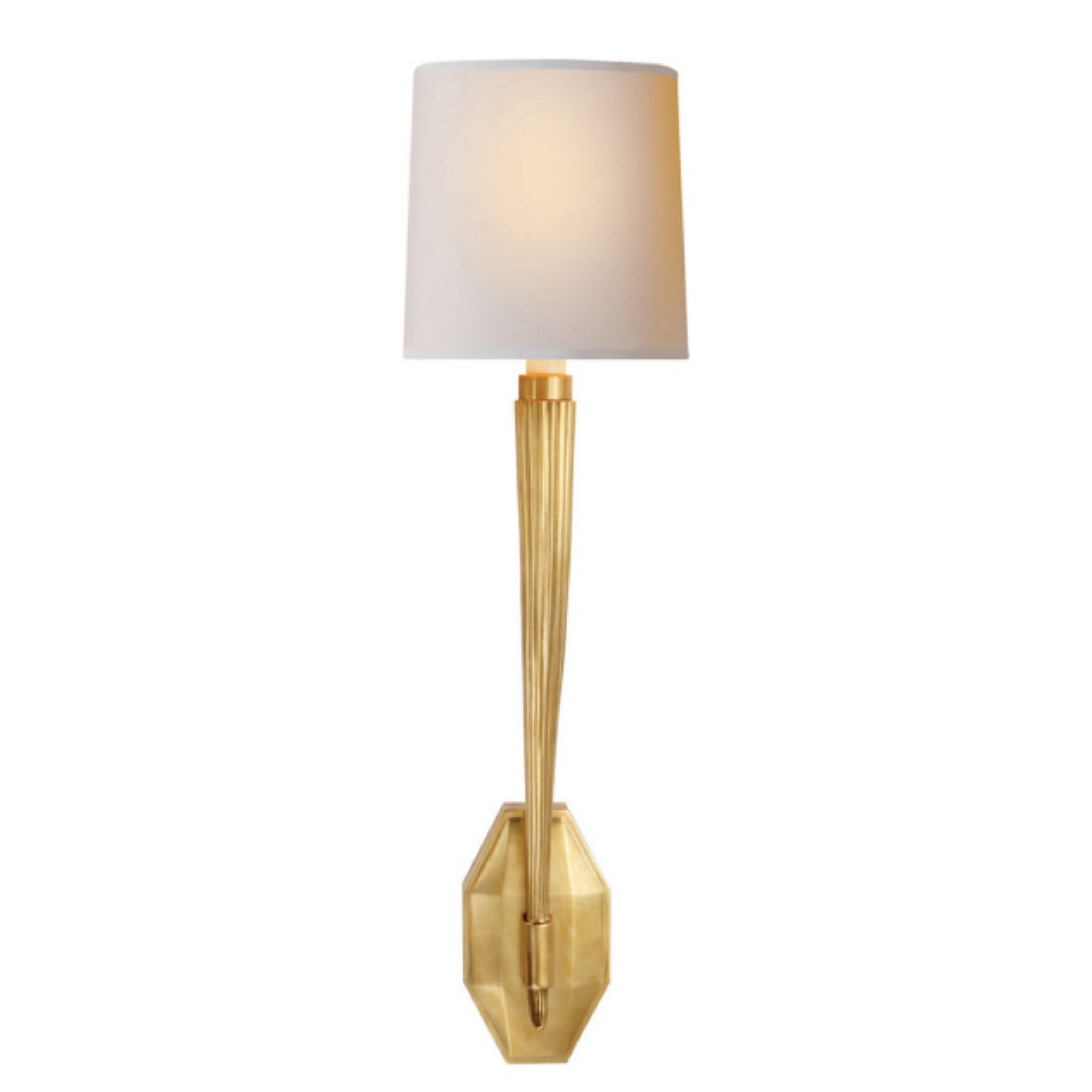 Chapman & Myers Ruhlmann Single Sconce in Antique-Burnished Brass with Natural Paper Shade