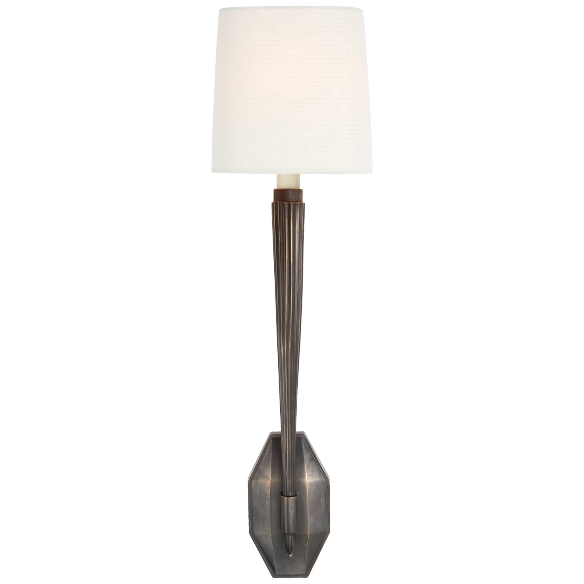 Chapman & Myers Ruhlmann Single Sconce in Bronze with Linen Shade Wall Light W6.25" x H22.5"