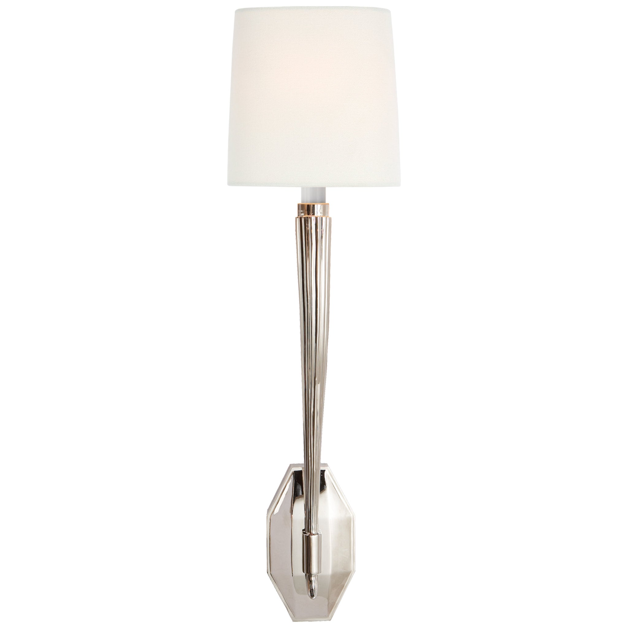 Chapman & Myers Ruhlmann Single Sconce in Polished Nickel with Linen Shade