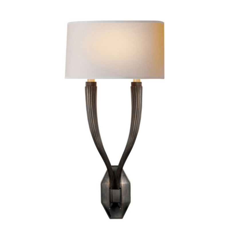 Chapman & Myers Ruhlmann Double Sconce in Bronze with Natural Paper Shade