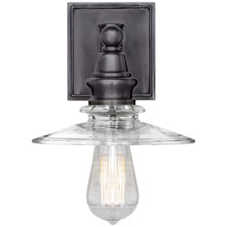 Chapman & Myers Covington Shield Sconce in Bronze with Clear Glass