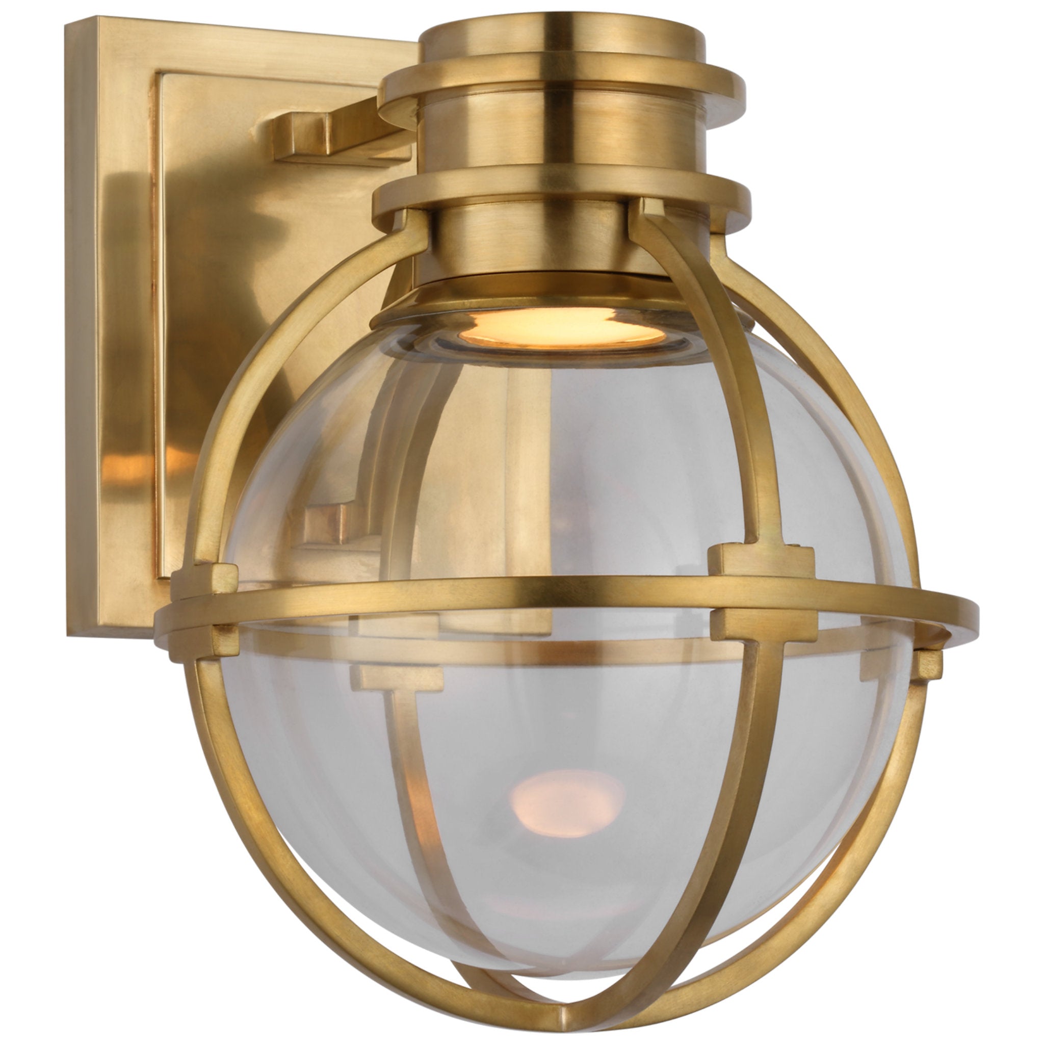 Chapman & Myers Gracie Single Sconce in Antique-Burnished Brass with Clear Glass