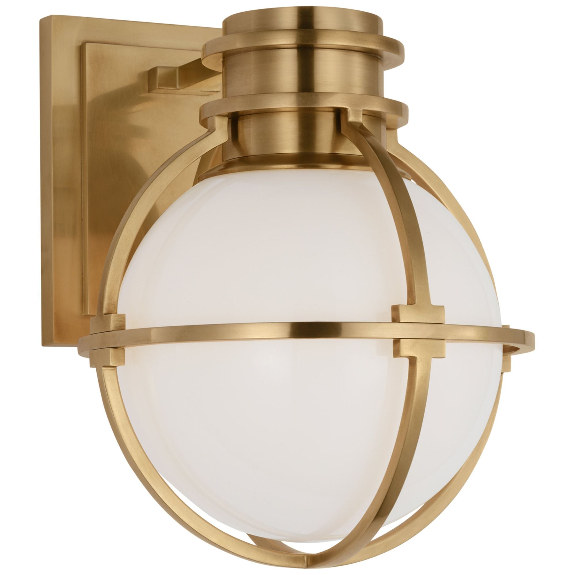 Chapman & Myers Gracie Single Sconce in Antique-Burnished Brass with White Glass