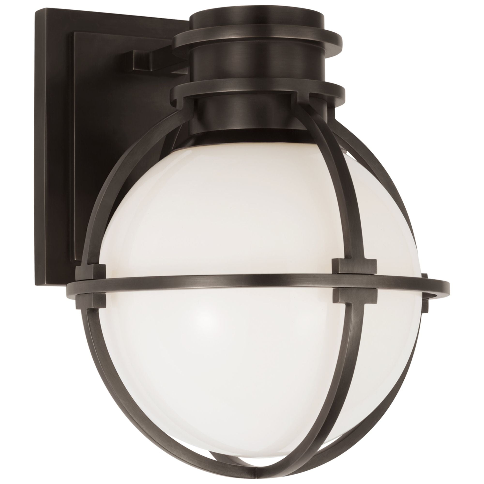 Chapman & Myers Gracie Single Sconce in Bronze with White Glass