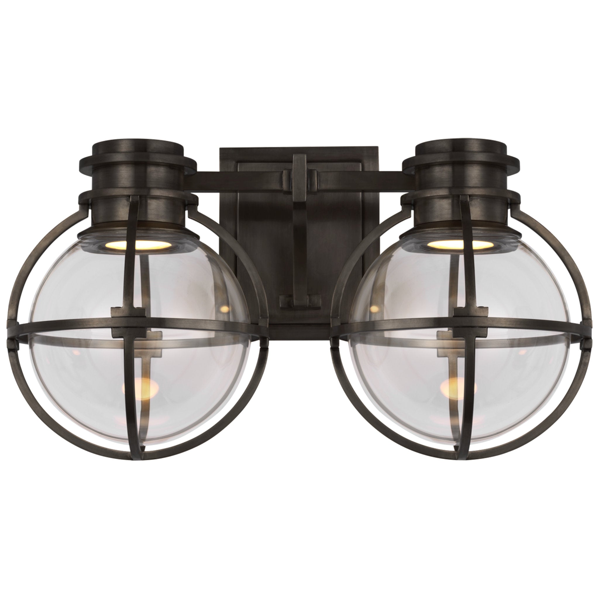 Chapman & Myers Gracie Double Sconce in Bronze with Clear Glass