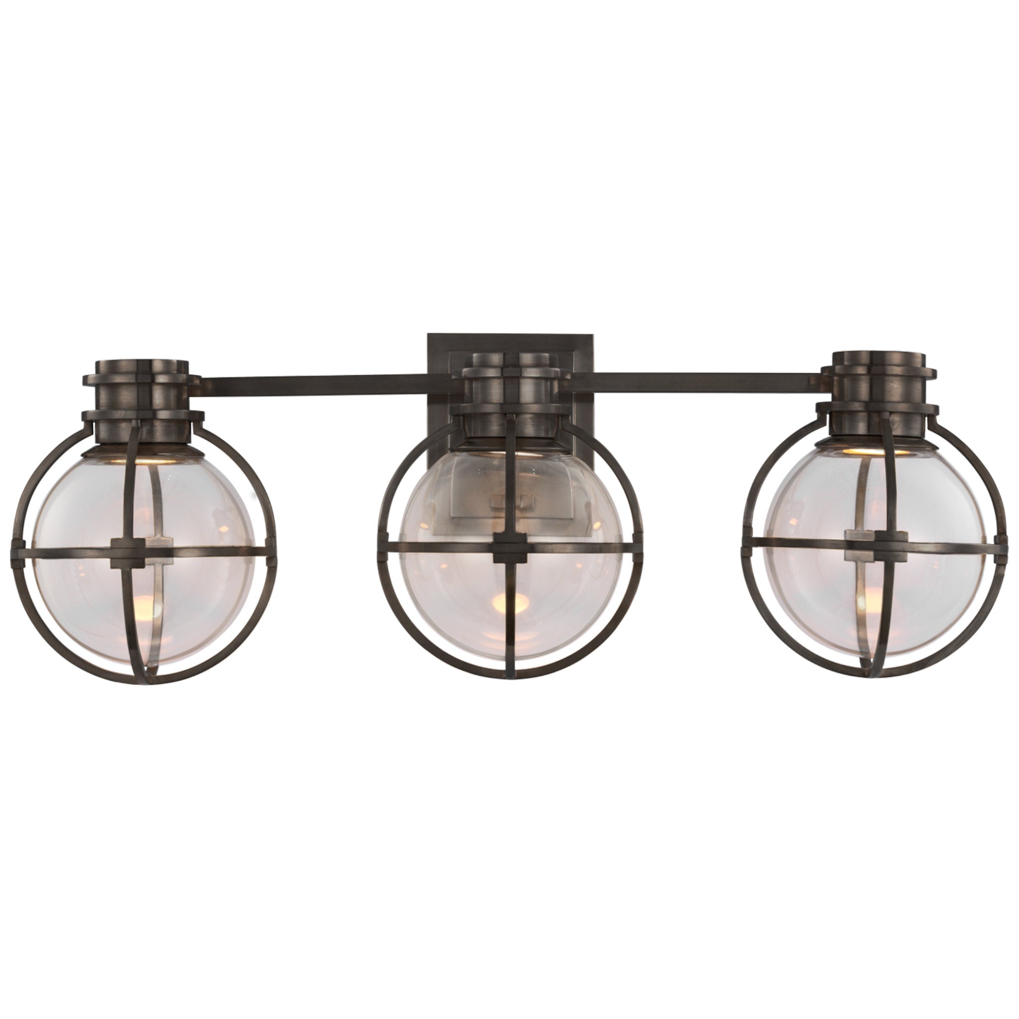 Chapman & Myers Gracie Triple Sconce in Bronze with Clear Glass