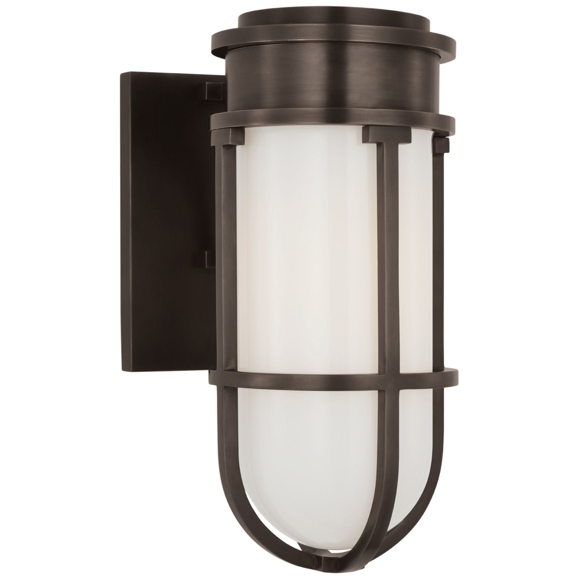 Chapman & Myers Gracie Tall Bracketed Sconce in Bronze with White Glass