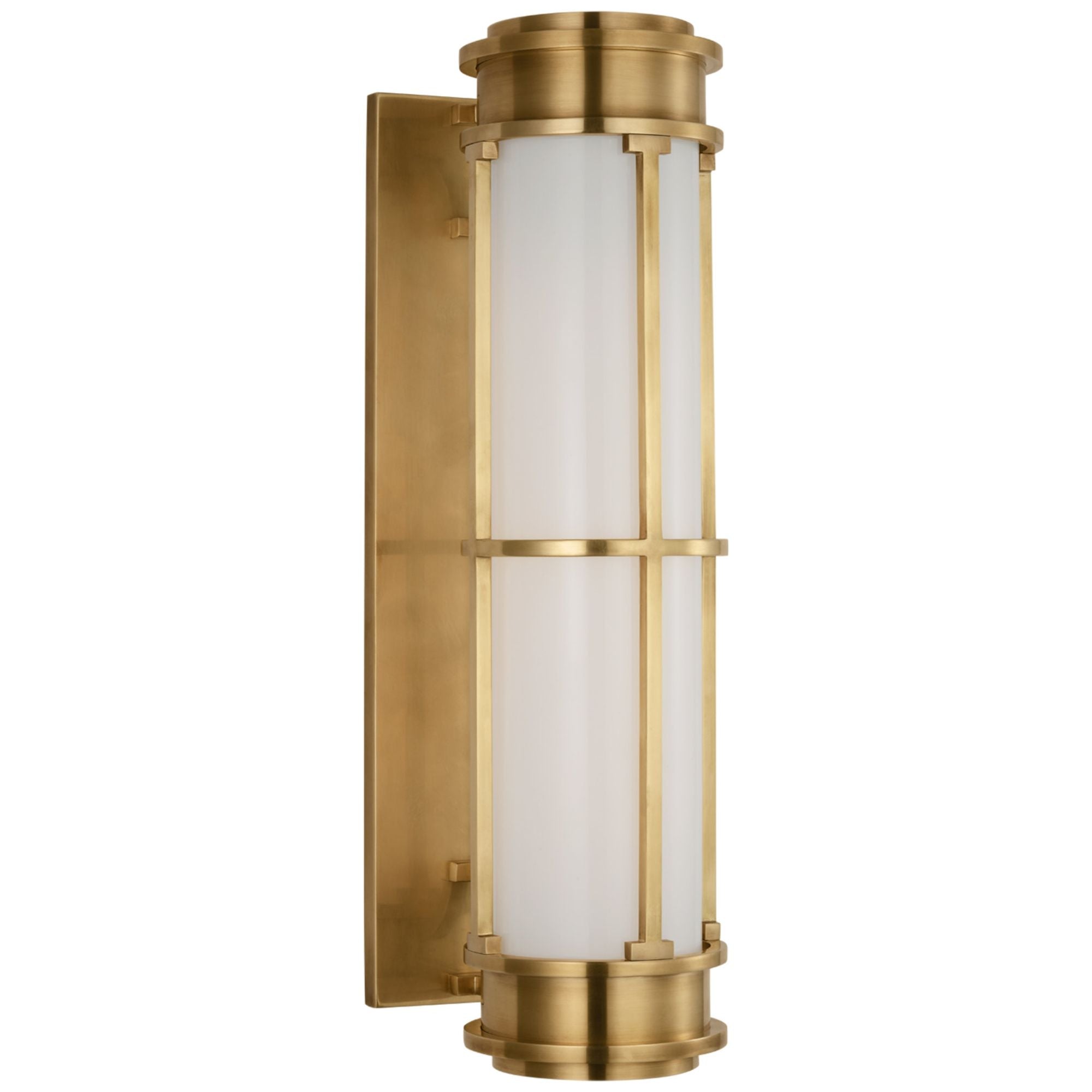 Chapman & Myers Gracie 19" Linear Sconce in Antique-Burnished Brass with White Glass