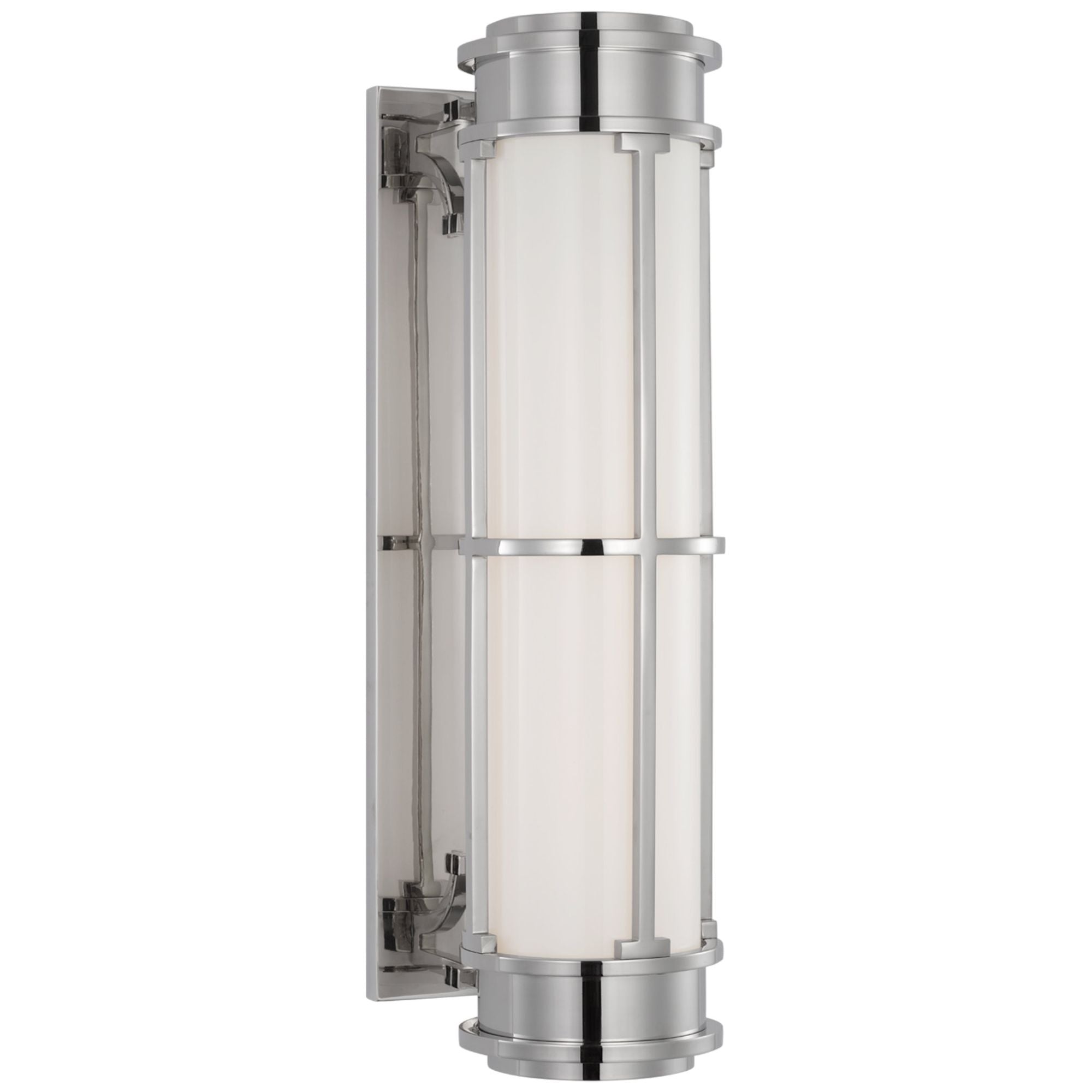 Chapman & Myers Gracie 19" Linear Sconce in Polished Nickel with White Glass
