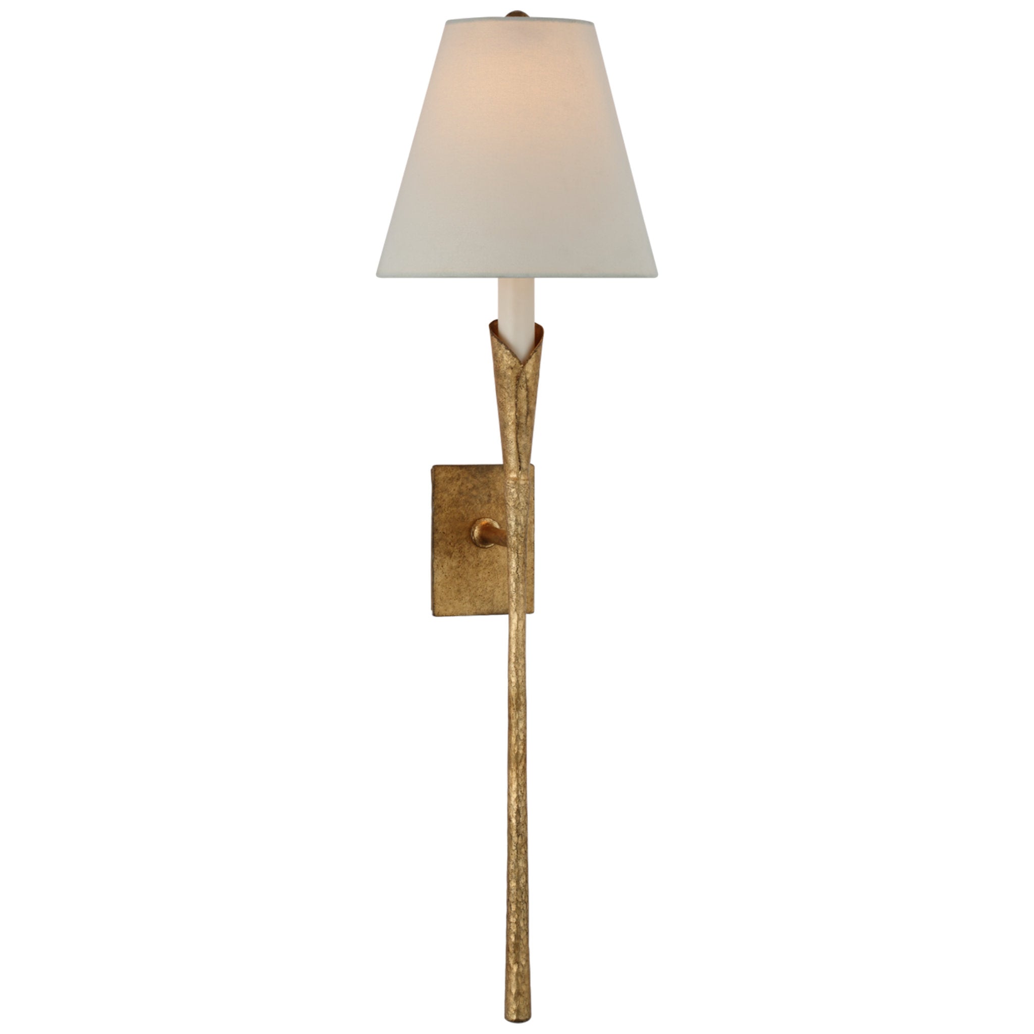 Chapman & Myers Aiden Large Tail Sconce in Gilded Iron with Linen Shade