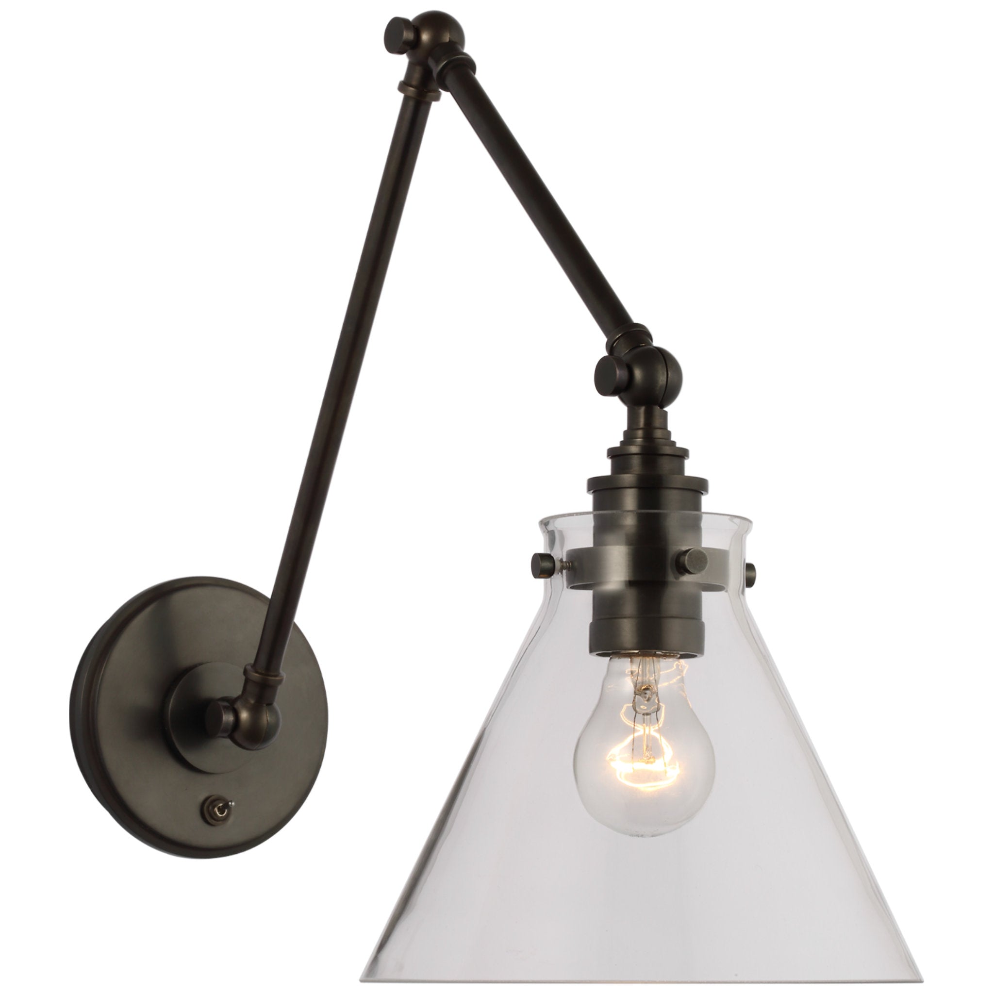 Chapman & Myers Parkington Double Library Wall Light in Bronze with Clear Glass W8.5" x H14" - 15"