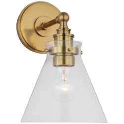 Chapman & Myers Parkington Small Single Wall Light in Antique-Burnished Brass with Clear Glass