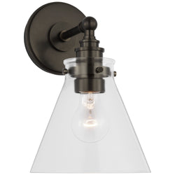 Chapman & Myers Parkington Small Single Wall Light in Bronze with Clear Glass