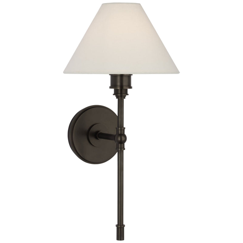 Chapman & Myers Parkington Large Tail Sconce in Bronze with Linen Shade