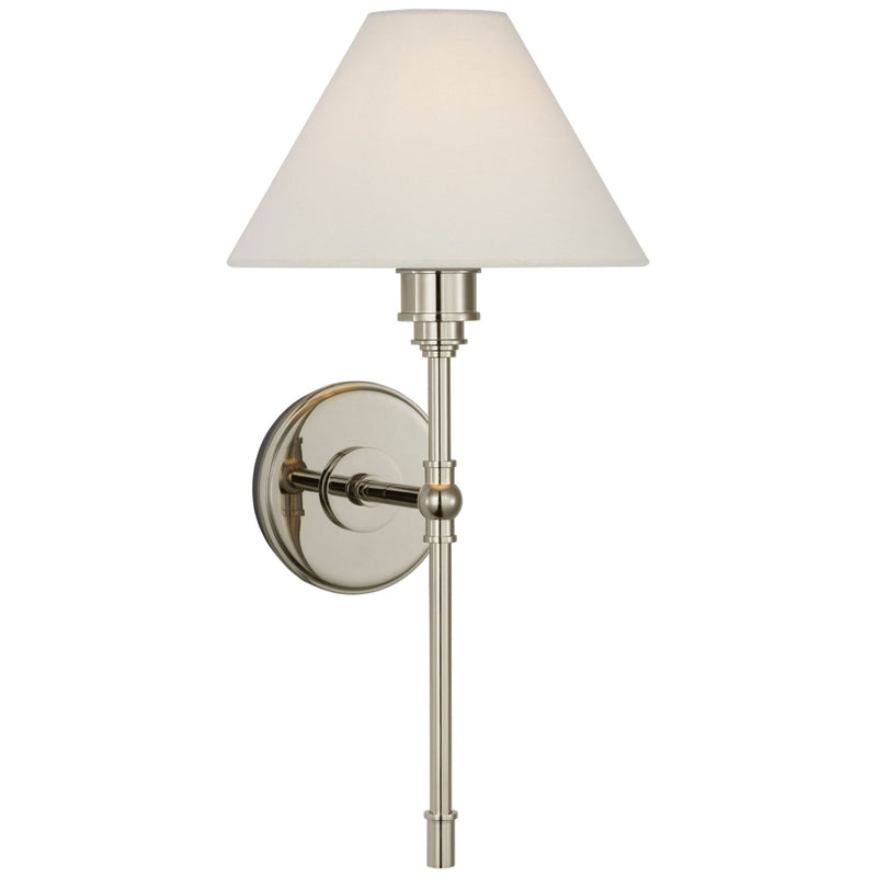 Chapman & Myers Parkington Large Tail Sconce in Polished Nickel with Linen Shade