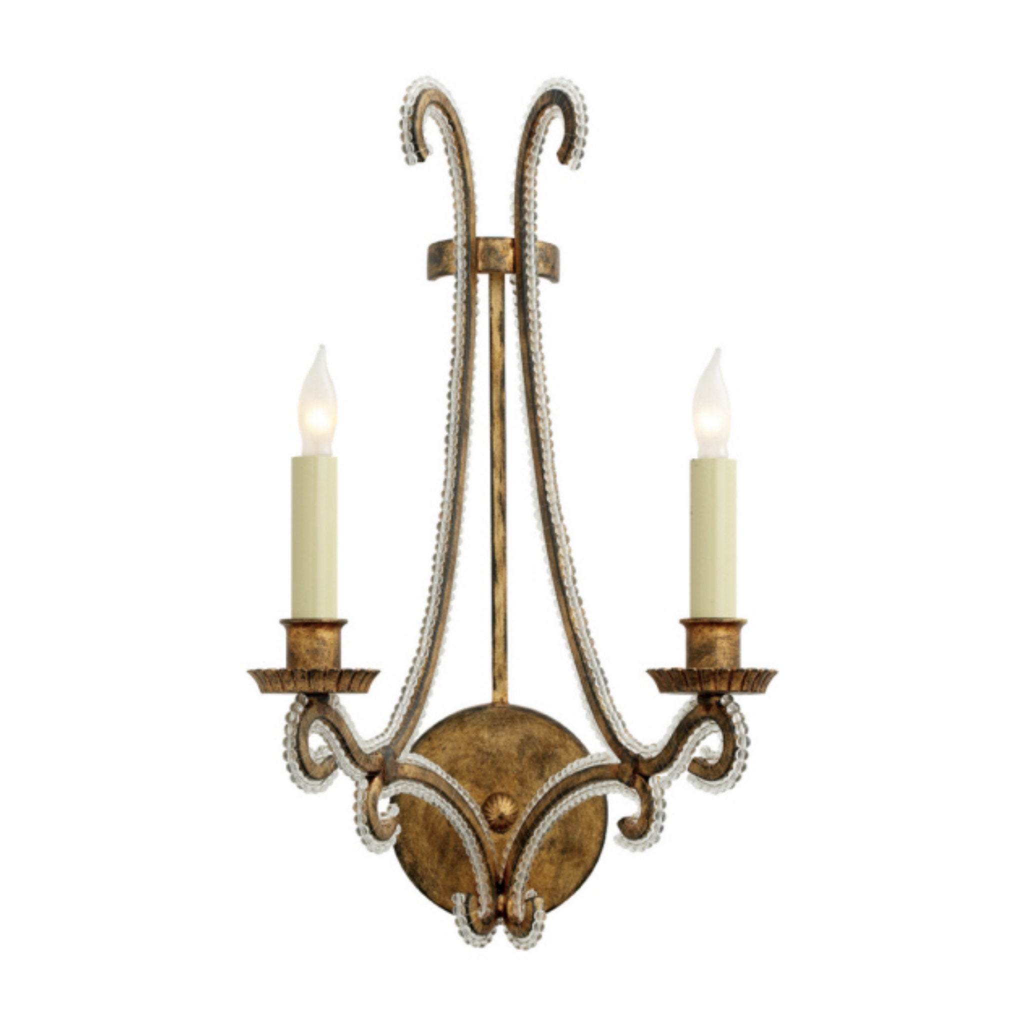 Chapman & Myers Oslo Sconce in Gilded Iron with Clear Glass
