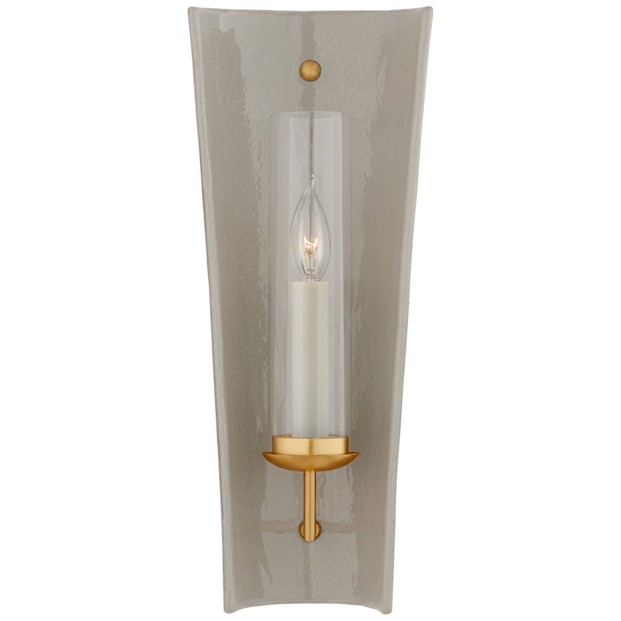 Chapman & Myers Downey Medium Reflector Sconce in Shellish Gray and Gild with Clear Glass