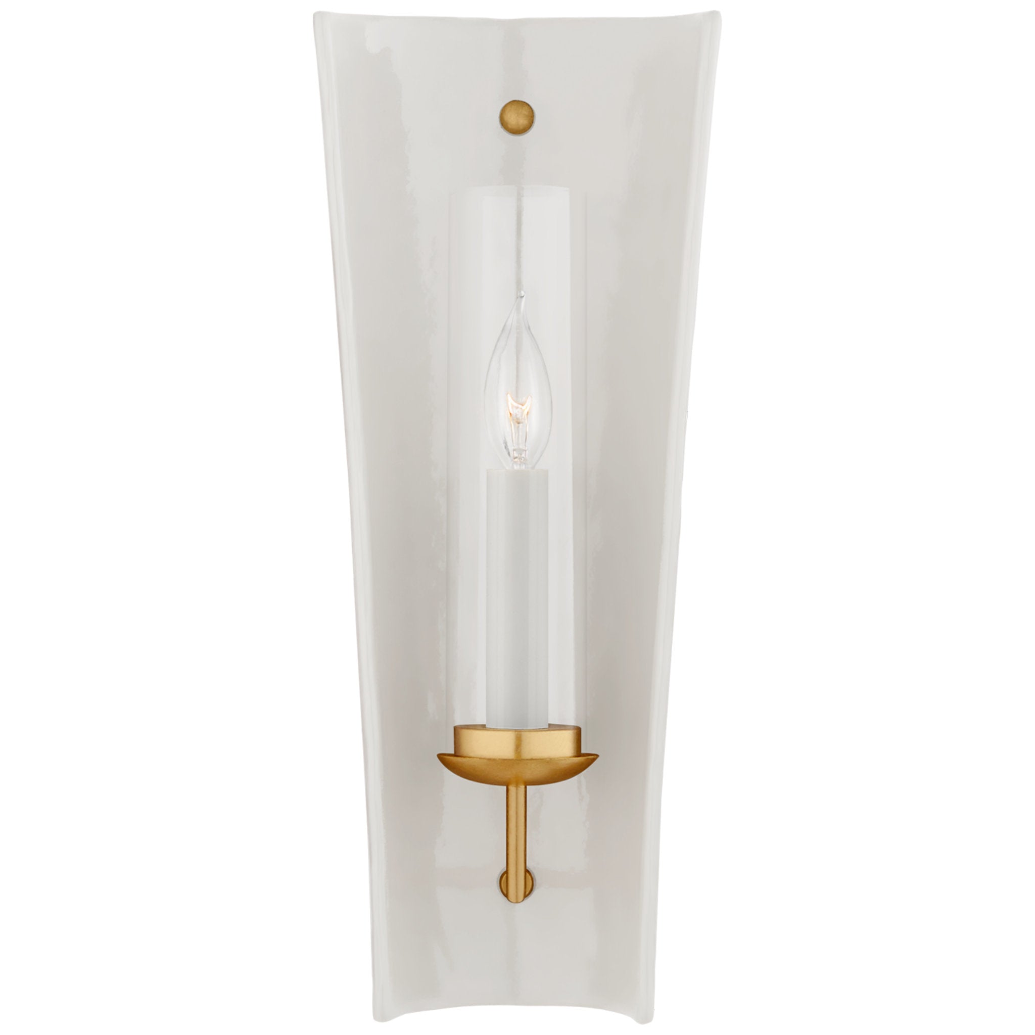 Chapman & Myers Downey Medium Reflector Sconce in White and Gild with Clear Glass
