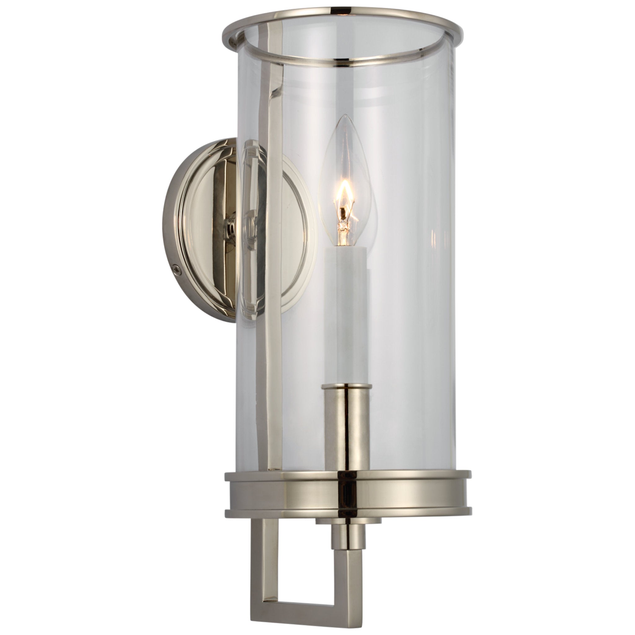 Chapman & Myers Glendon Small Hurricane Sconce in Polished Nickel with Clear Glass Wall Light W5.75" x H14.5"