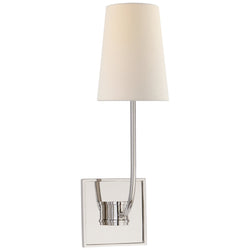 Chapman & Myers Venini Single Sconce in Polished Nickel with Linen Shade