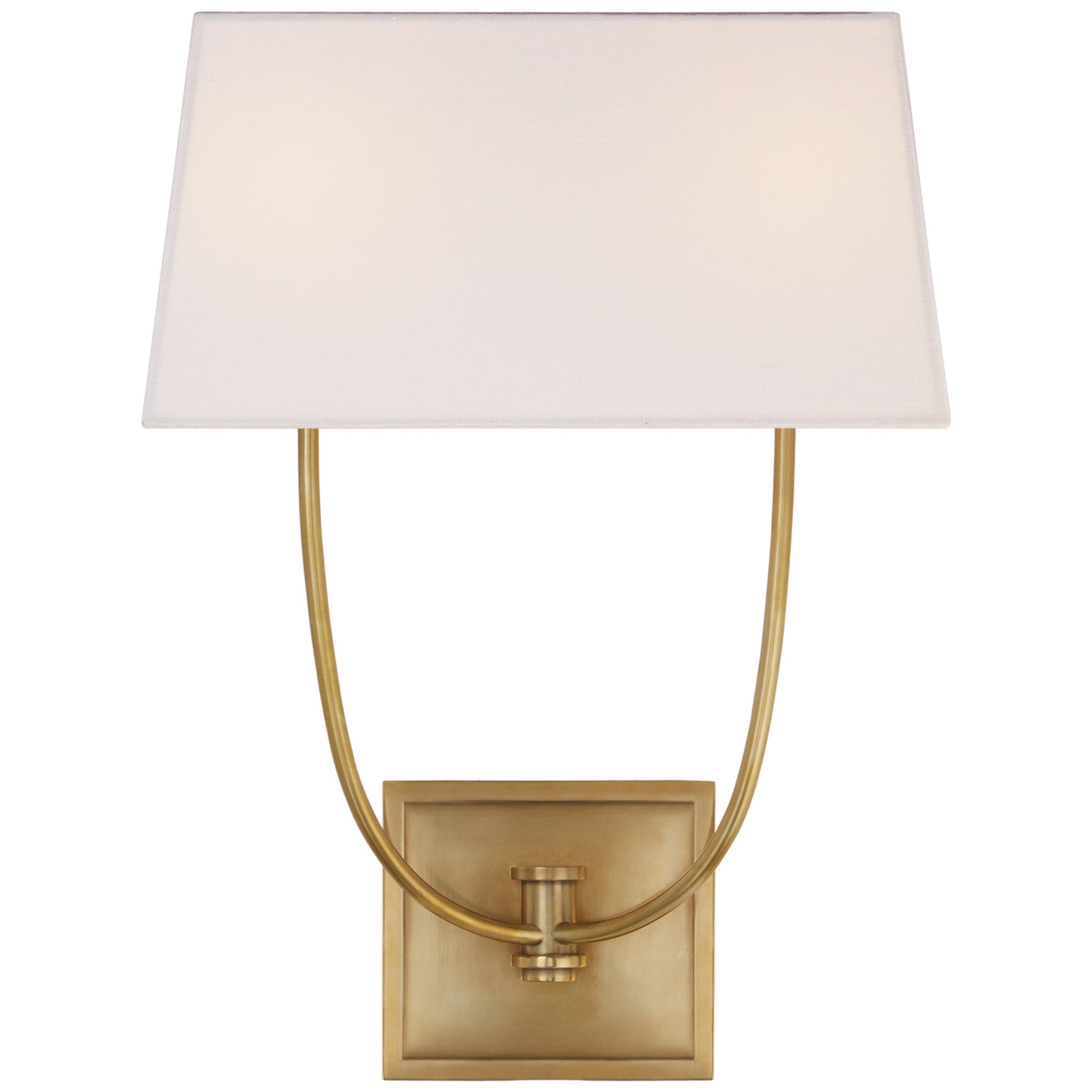 Chapman & Myers Venini Double Sconce in Antique-Burnished Brass with Linen Shade
