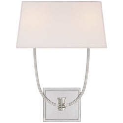Chapman & Myers Venini Double Sconce in Polished Nickel with Linen Shade