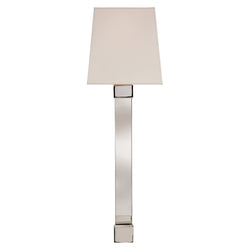 Chapman & Myers Edgar Large Sconce in Polished Nickel and Crystal with Silk Shade