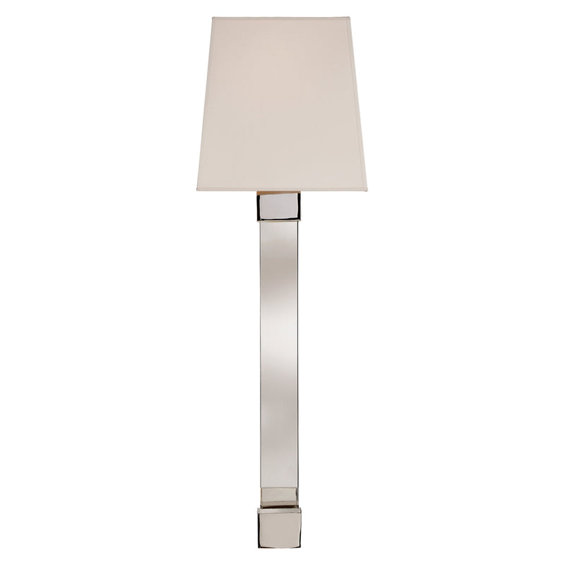 Chapman & Myers Edgar Large Sconce in Polished Nickel and Crystal with Silk Shade