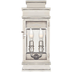 Chapman & Myers Linear Mini Wall Lantern in Polished Nickel with Clear Glass