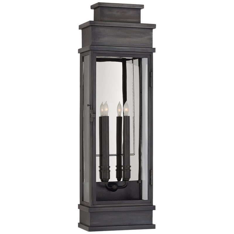 Chapman & Myers Linear Large Wall Lantern in Bronze with Clear Glass